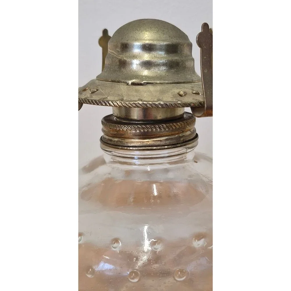 Vintage Hobnail Glass Oil Lamp Lamplight Farms Brass Burner Farmhouse Decor - Picture 9 of 9